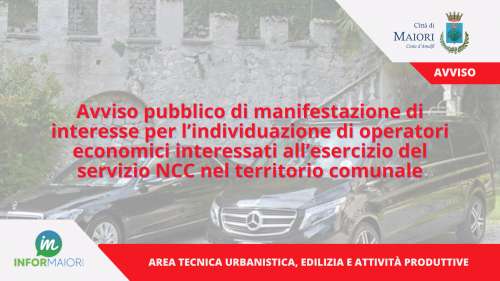 Avviso pubblico di manifestazione di interesse per l�individuazione di operatori economici interessati all�esercizio del servizio NCC nel territorio comunale